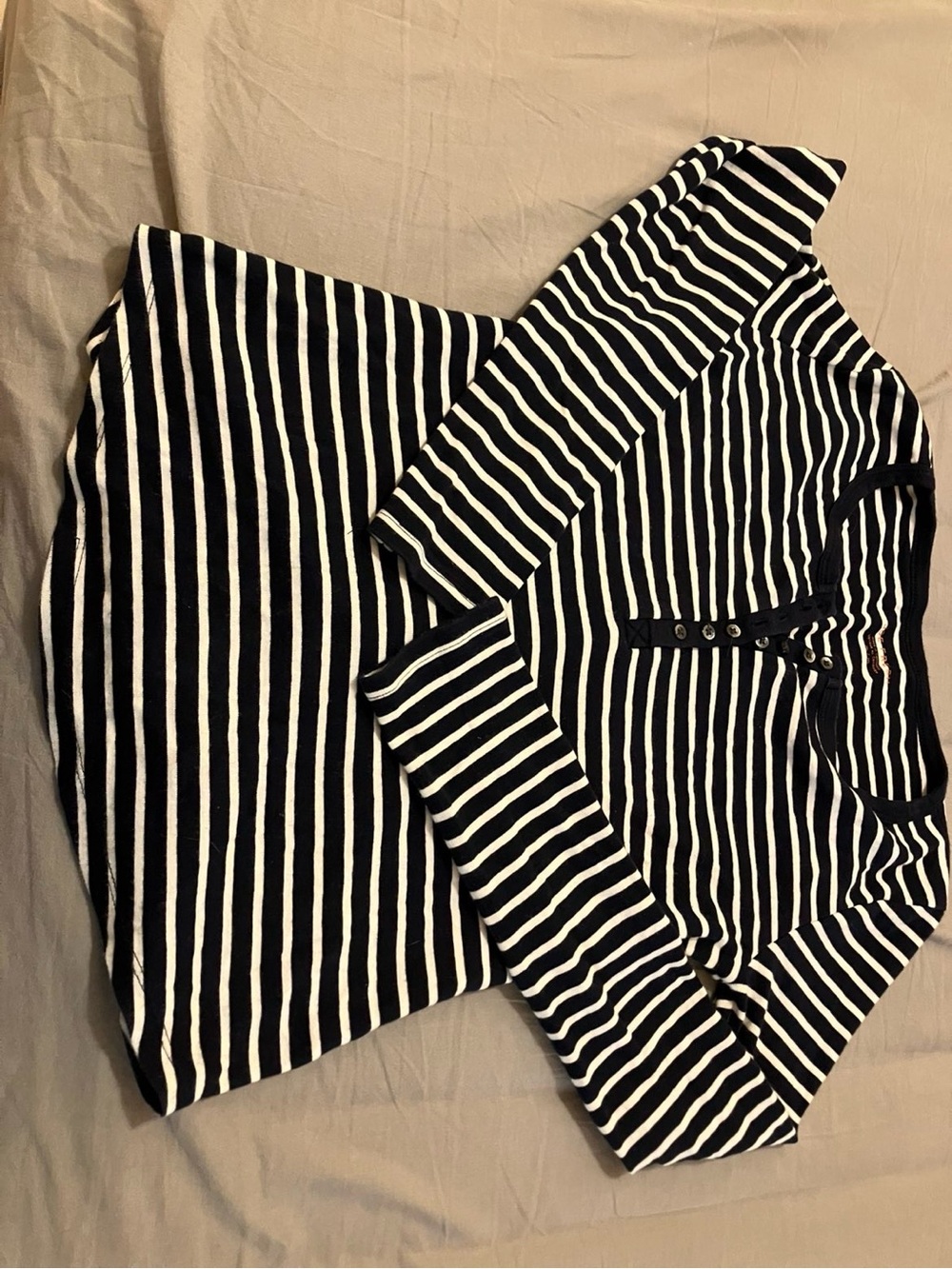 Joe Fresh Black and White Striped Long Sleeve Dress